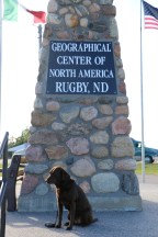 Emma at the Geographical Center of North America in Rugby, ND
